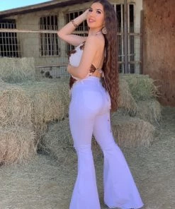 Valeria'S Boutique Lola Cowprint Halter Top (Brown)