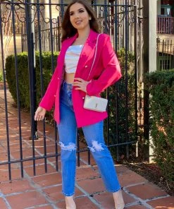 Valeria'S Boutique Stacey Long Blazer (Fuchsia)