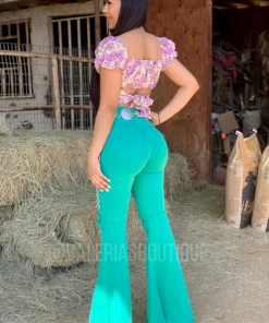 Valeria'S Boutique Tequila Con Limón High Rise Bell Bottom Jeans COLORES Collection