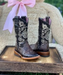 Valeria'S Boutique Baby Girl Arracada Jerezana Embroidered Western Boots (Cincelada)