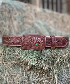 Valeria'S Boutique Cincelado Belts (Touch Of Turquoise) - Rectangle Buckle New Arrivals