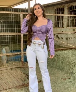 Valeria'S Boutique Sonia Corset Satin Top (Lavender)