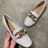 Valeria'S Boutique White Leather Flats