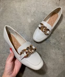 Valeria'S Boutique White Leather Flats