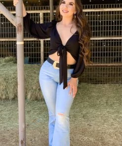 Valeria'S Boutique Marisol Tie Top (Black) New Arrivals