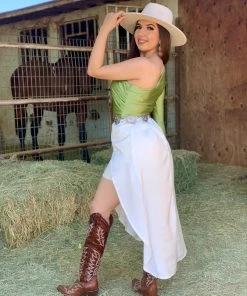 Valeria'S Boutique Delia One Shoulder Bodysuit (Green)