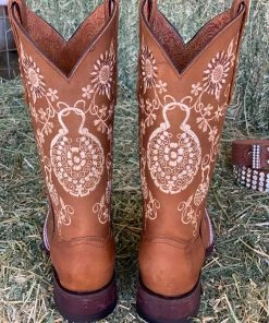 Valeria'S Boutique New Arrivals Arracada Jerezana Embroidered Western Boots (Honey)