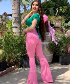 Valeria'S Boutique Bubble Gum High Rise Flare Jeans - Short Length 32