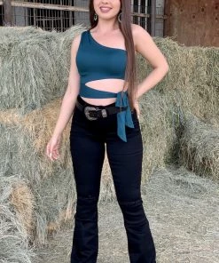 Valeria'S Boutique Rosalia High Rise Flare Jeans (Black) - Short Length 32