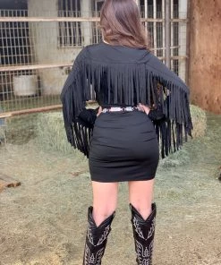 Valeria'S Boutique Wild West Fringe Mini Dress Rodeo Collection