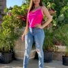 Valeria'S Boutique Zendaya High Rise Side Slit Bootcut Jeans New Arrivals