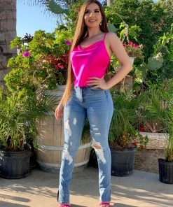 Valeria'S Boutique Zendaya High Rise Side Slit Bootcut Jeans New Arrivals