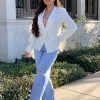 Valeria'S Boutique Stacey Regular Fit Blazer (White)