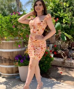 Valeria'S Boutique She's Bloomin' Corset Skirt Set (Peach) New Arrivals