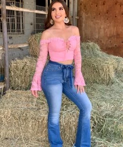 Valeria'S Boutique Roxana High Rise Flare Jeans (Light)