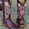 Valeria'S Boutique New Arrivals Arracada Jerezana Embroidered Western Boots (Cincelada) - Brown (With Silver Studs)
