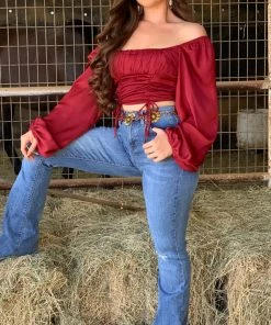 Valeria'S Boutique Rita High Rise Flare Jeans (Sand) New Arrivals