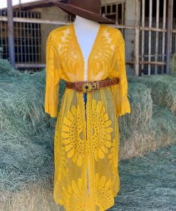 Valeria'S Boutique Kayla Mesh Kimono (Yellow) New Arrivals