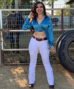 Valeria'S Boutique White Mid Rise Bootcut Jeans