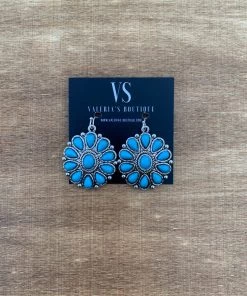 Valeria'S Boutique Pretty Turquoise Concho Earrings