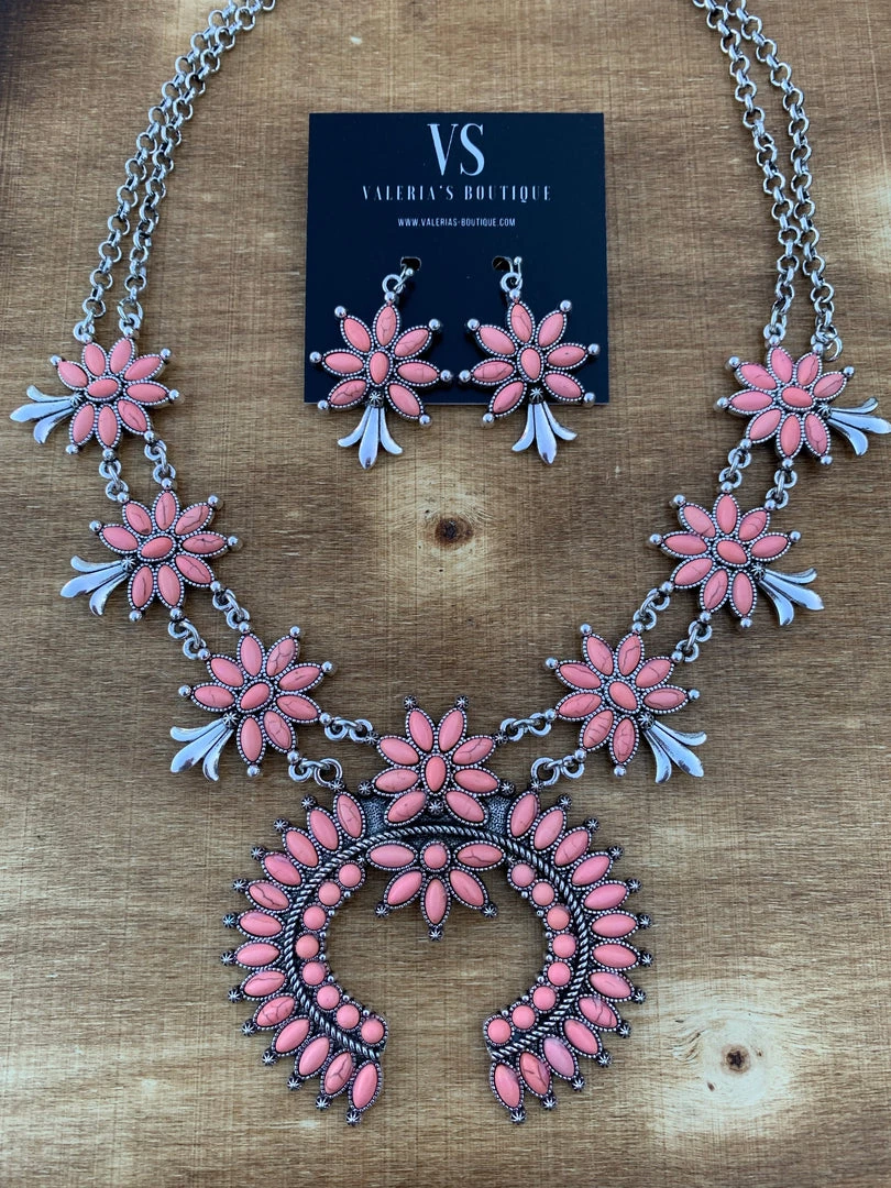 Valeria'S Boutique Pointed Squash Blossom Necklace Set (Red, Yellow, White, Turquoise, & Peach) 8 Valeria'S Boutique Pointed Squash Blossom Necklace Set (Red, Yellow, White, Turquoise, & Peach)