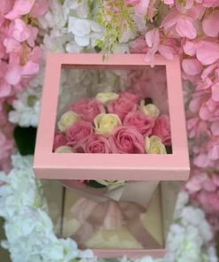 Valeria'S Boutique New Arrivals Large Pink Rose Bouquet In A Box