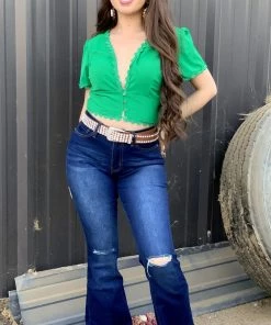 Valeria'S Boutique New Arrivals Sarah Top (Green)