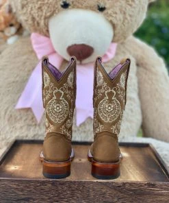 Valeria'S Boutique Baby Girl Arracada Jerezana Embroidered Western Boots (Honey)