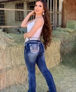 Valeria'S Boutique New Arrivals Niña Bonita Mid Rise Bling Bootcut Jeans