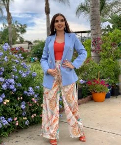 Valeria'S Boutique Stacey Long Blazer (Blue) COLORES Collection