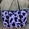 Valeria'S Boutique New Arrivals Cowprint Tote Bag (Black)