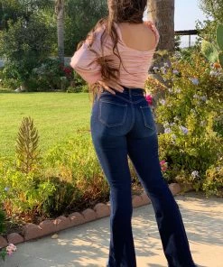 Valeria'S Boutique Roxana High Rise Flare Jeans (Dark)