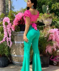 Valeria'S Boutique COLORES Collection Glenda Short Sleeve Top (Pink)