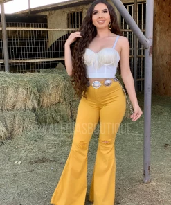 Valeria'S Boutique Piña Para La Niña High Rise Bell Bottom Jeans COLORES Collection