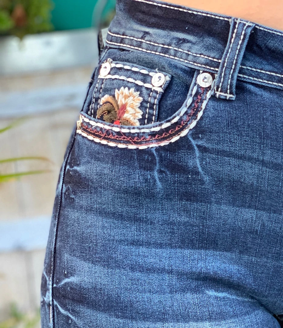 Valeria'S Boutique New Arrivals Rosa Teresa Embroidered High Rise Bootcut Jeans - Long Length 33" Inseam 6 Valeria'S Boutique New Arrivals Rosa Teresa Embroidered High Rise Bootcut Jeans - Long Length 33" Inseam