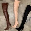 Valeria'S Boutique Leather Thigh High Boots (Nude) New Arrivals