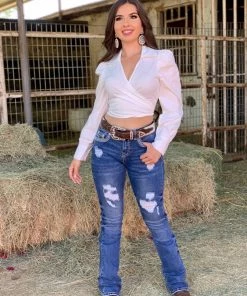 Valeria'S Boutique New Arrivals Miah Embroidered High Rise Bootcut Jeans