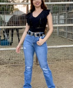 Valeria'S Boutique New Arrivals Muchacha Ranchera High Rise Bootcut Jeans (Light) - Short Length 30" Inseam (Petite)