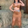 Valeria'S Boutique Pocahontas Suede Fringe Skirt Set Rodeo Collection