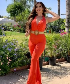 Valeria'S Boutique Flamenco Jumpsuit (Orange) COLORES Collection