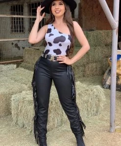 Valeria'S Boutique Rodeo Collection Kelly Leather Fringe Pants