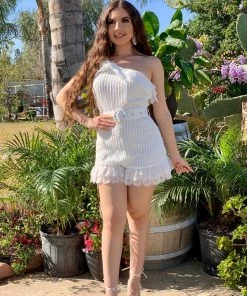 Valeria'S Boutique COLORES Collection Sandy Crochet Lace Romper (White)