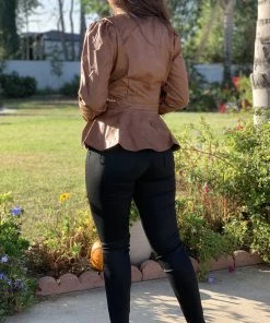 Valeria'S Boutique New Arrivals Jane Leather Peplum Top