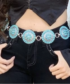 Valeria'S Boutique THE Concho Chain Belt (Turquoise)
