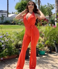 Valeria'S Boutique Flamenco Jumpsuit (Orange) COLORES Collection