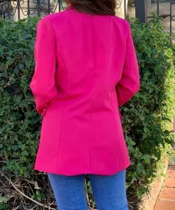 Valeria'S Boutique Stacey Long Blazer (Fuchsia)