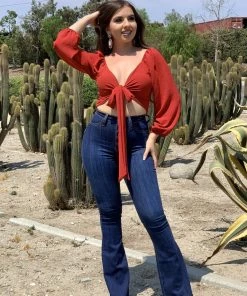 Valeria'S Boutique New Arrivals Marisol Tie Top (Rust)