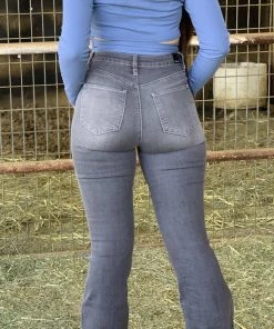 Valeria'S Boutique Regina High Rise Flare Jeans (Grey) New Arrivals