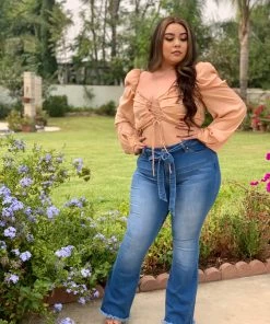 Valeria'S Boutique Roxana High Rise Flare Jeans (Light)