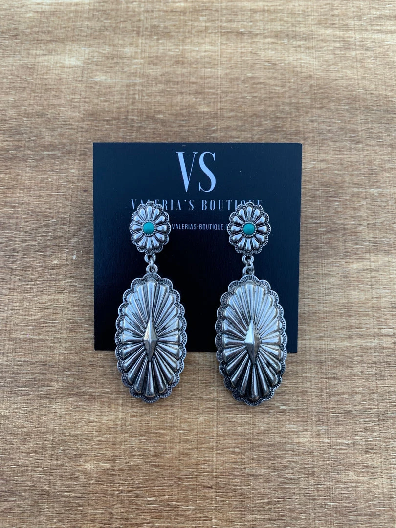Valeria'S Boutique Oval Concho With Turquoise Pop Earrings New Arrivals 3 Valeria'S Boutique Oval Concho With Turquoise Pop Earrings New Arrivals